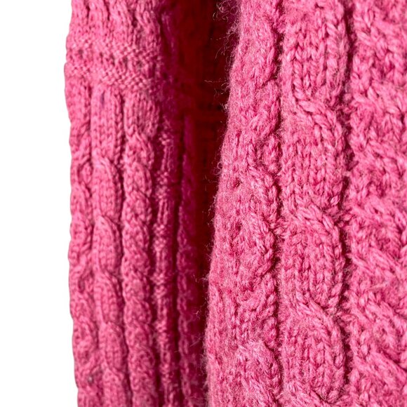 Carraig Donn Merino Wool Cardigan Pink Cable Knit • Preppy Classic Ireland • M - Picture 10 of 14